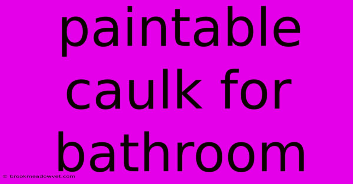 Paintable Caulk For Bathroom