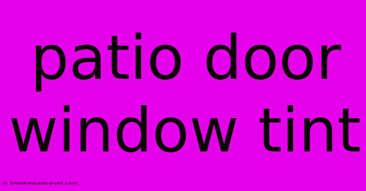 Patio Door Window Tint