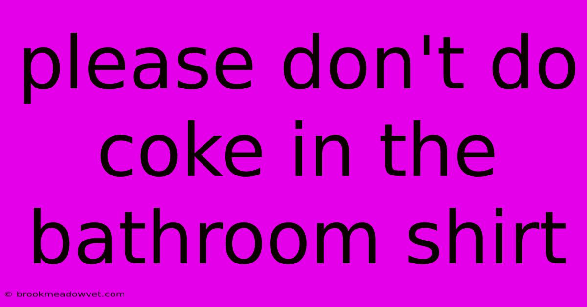 Please Don't Do Coke In The Bathroom Shirt