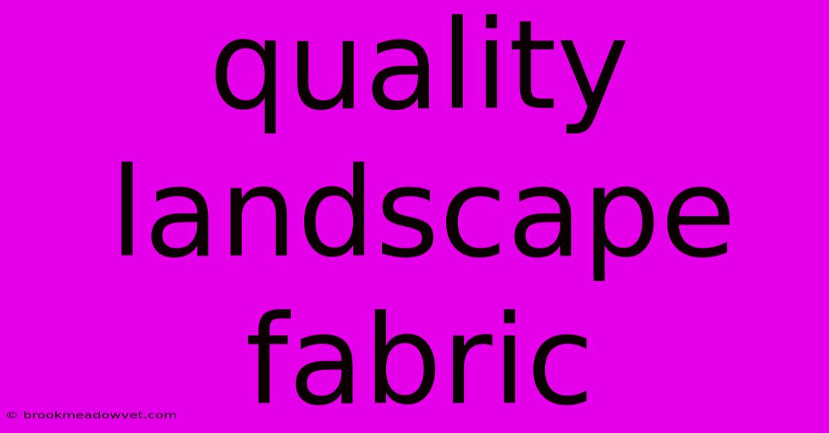 Quality Landscape Fabric