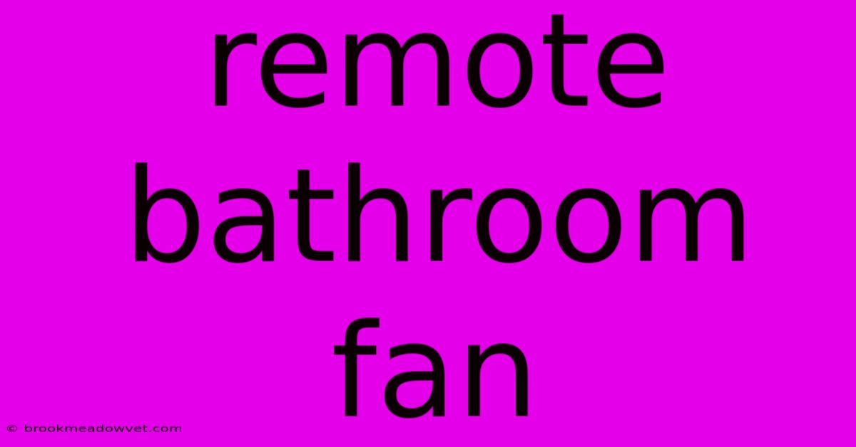 Remote Bathroom Fan