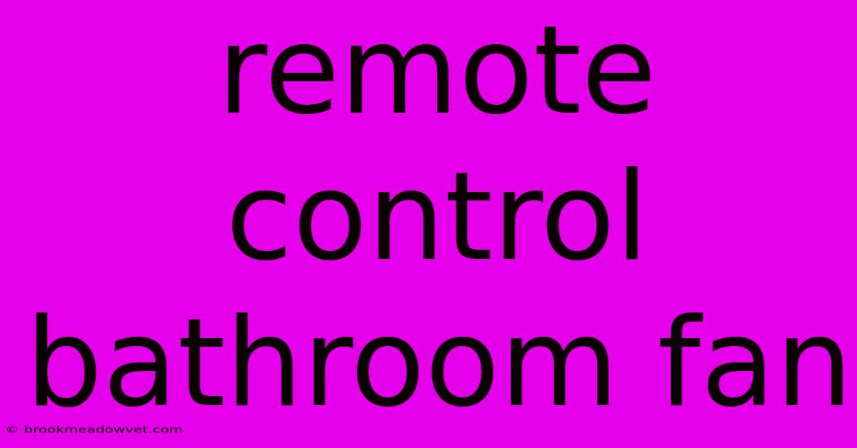 Remote Control Bathroom Fan