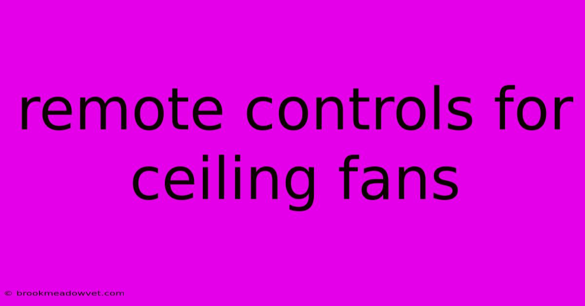 Remote Controls For Ceiling Fans