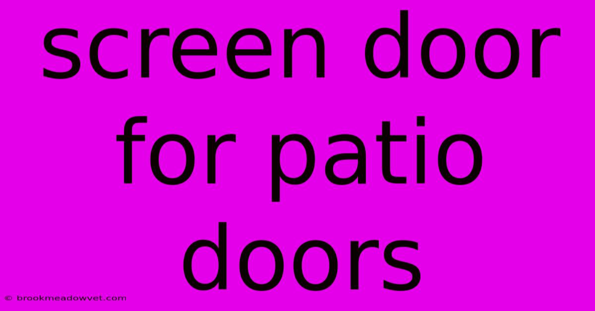 Screen Door For Patio Doors