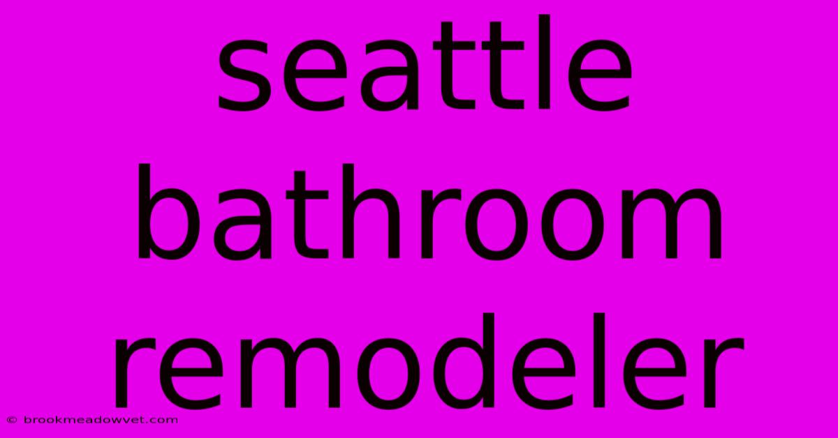 Seattle Bathroom Remodeler