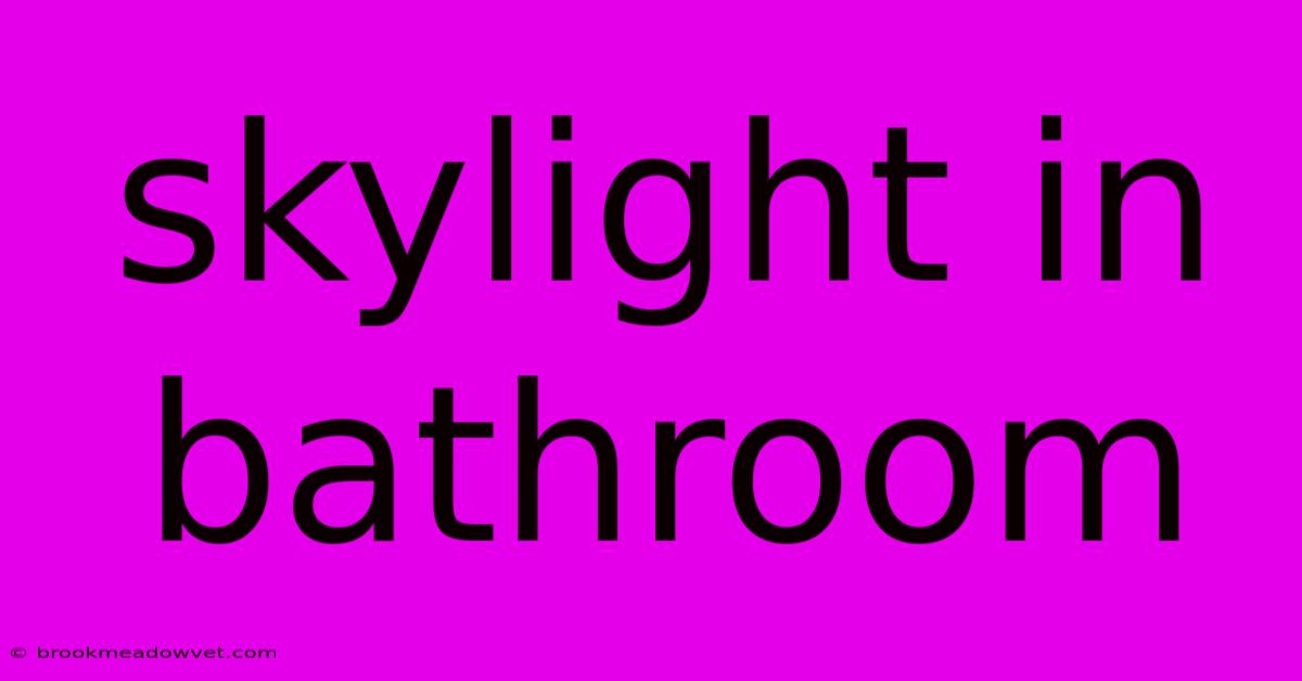 Skylight In Bathroom