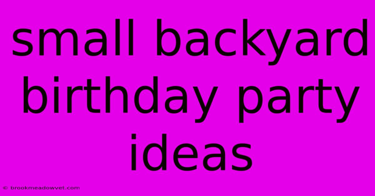 Small Backyard Birthday Party Ideas