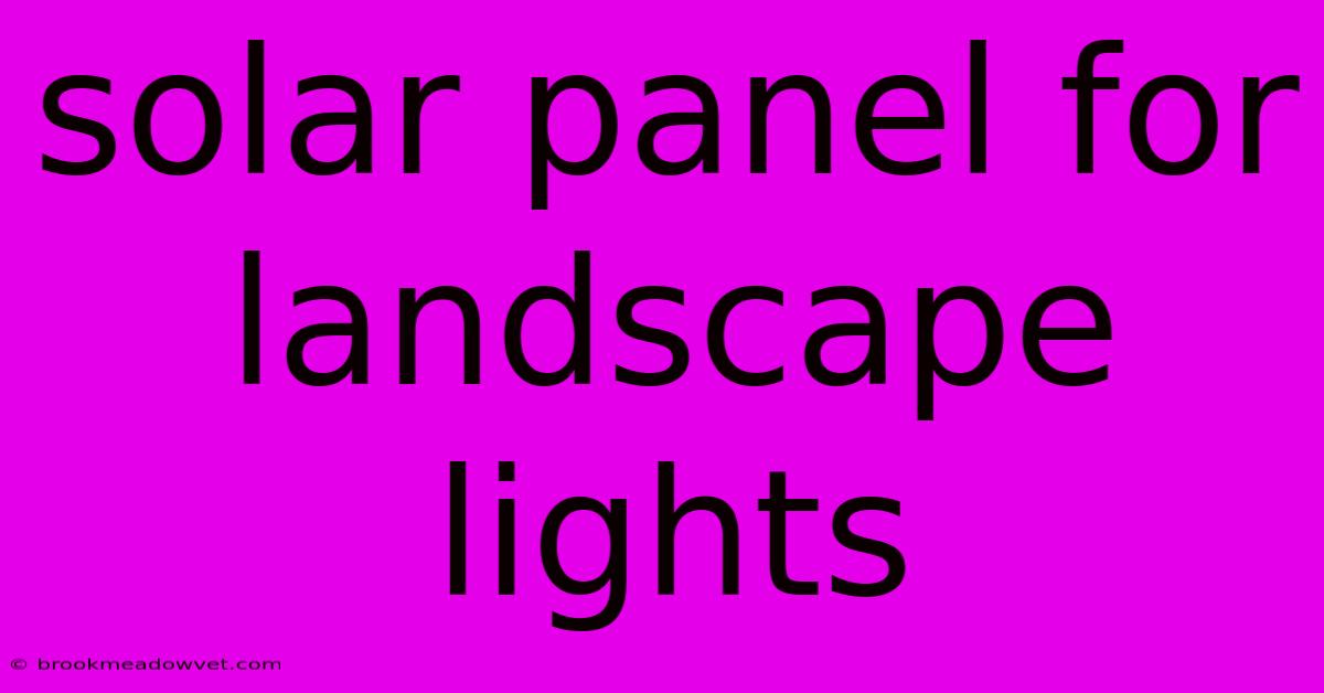 Solar Panel For Landscape Lights