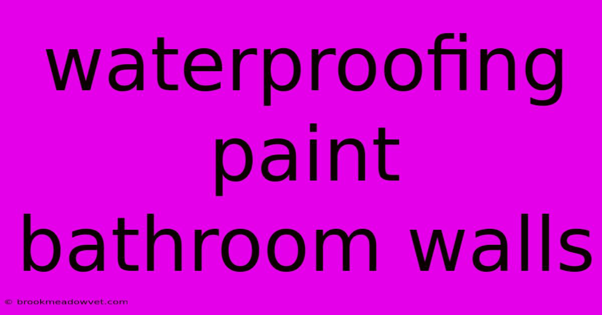 Waterproofing Paint Bathroom Walls