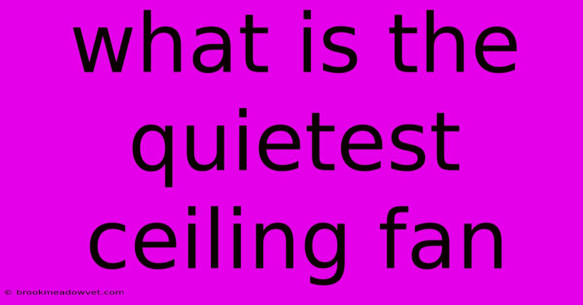 What Is The Quietest Ceiling Fan