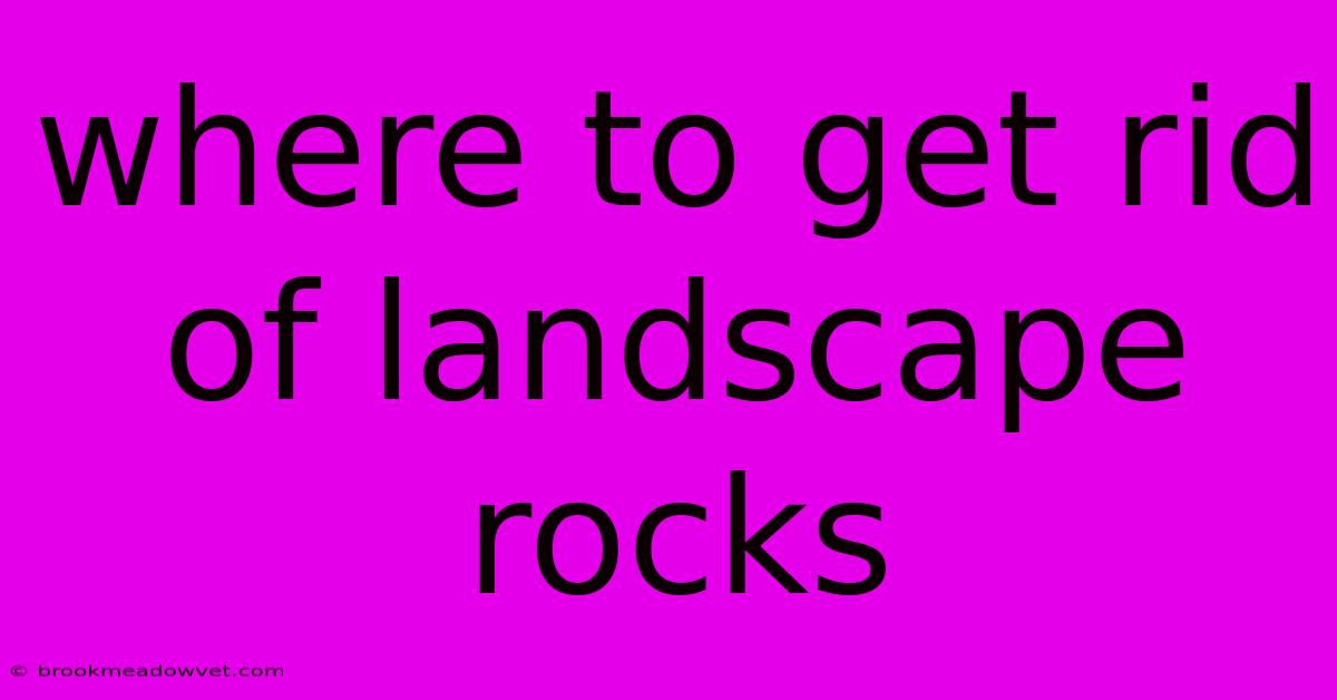 Where To Get Rid Of Landscape Rocks