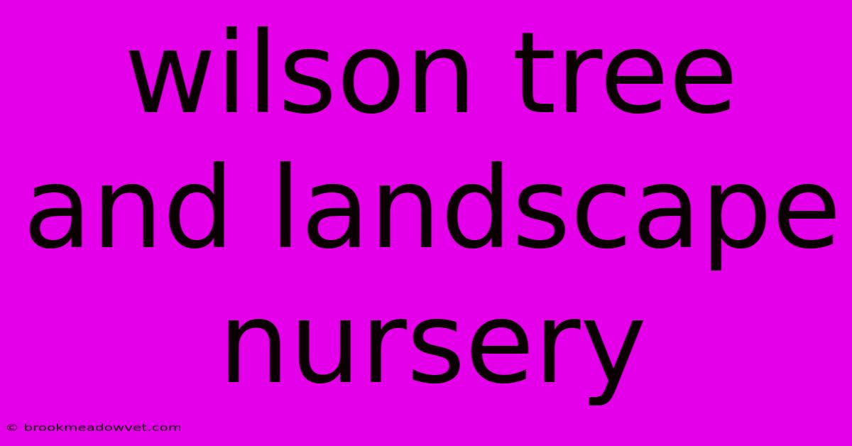 Wilson Tree And Landscape Nursery